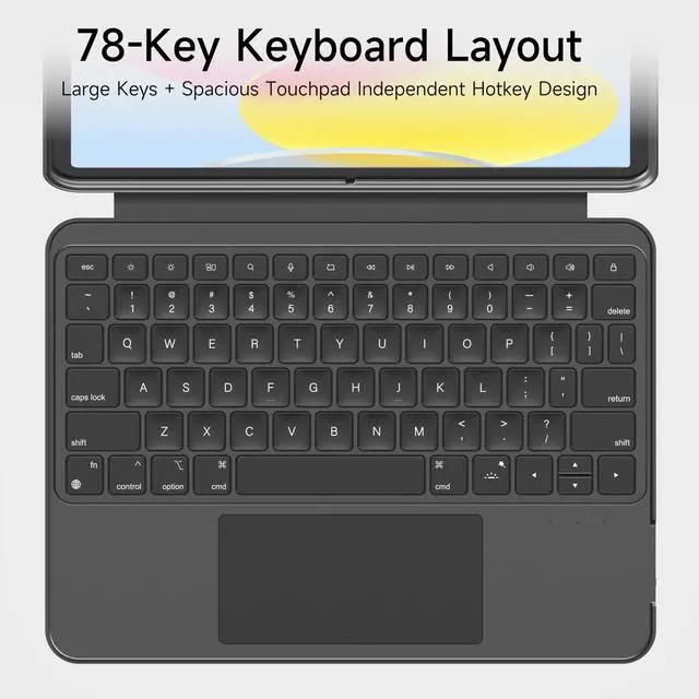 Alt view image 5 of 5 - HOU iPad 10th Generation Case with Keyboard, Rotatable & Detachable Keyboard Case for iPad 10, Elastic Pen Holder, Full Protection Cover, 7-Colors Backlight