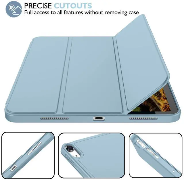 Alt view image 4 of 5 - iMieet iPad Air 11 Inch Case M3(2025) / M2 (2024), iPad Air 5th/4th Generation Case 2022/2020 10.9 Inch with Pencil Holder,Trifold Stand Smart Case with Soft TPU Back(Light Blue)