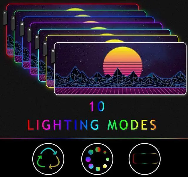 Alt view image 4 of 5 - Imegny RGB Mousepad Large, Led Gaming Mouse Pad Oversized Glowing Mat Colorful Soft Mat for Mice Computer Keyboard with Non-Slip Rubber Base Water-Resistant (80x30 rgziserun009)