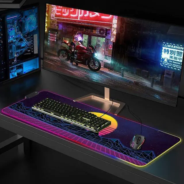 Alt view image 5 of 5 - Imegny RGB Mousepad Large, Led Gaming Mouse Pad Oversized Glowing Mat Colorful Soft Mat for Mice Computer Keyboard with Non-Slip Rubber Base Water-Resistant (80x30 rgziserun009)