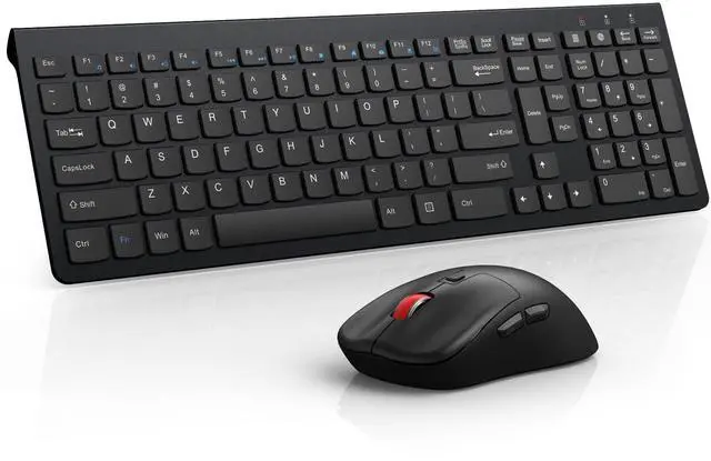 Main image of Wireless Keyboard and Mouse Combo,Quiet Click,Full Size Design with Number Pad,Ergonomic Mouse with 5 DPI,Sleep Mode-2.4G Silent Portable Cordless Combo for Laptop/PC/Computer/Mac(Black)