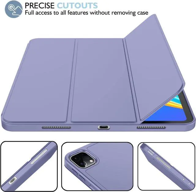 Alt view image 4 of 5 - iMieet iPad Pro 13 Inch Case M4 (2024) with Pencil Holder, Trifold Stand Smart Case with Soft TPU Back, Auto Wake/Sleep (Lavender)
