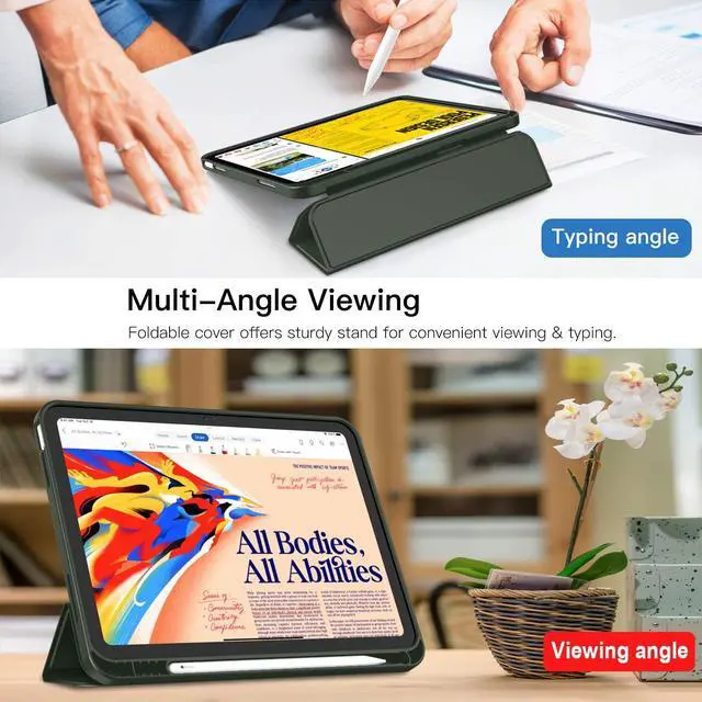 Alt view image 4 of 5 - iMieet iPad (A16) Case 11th Gen/iPad 10th Generation Case [11-Inch 2025/10.9 Inch 2022] with Pencil Holder, Trifold Stand Smart Cover with Soft TPU Back,Auto Wake/Sleep(Dark Green)
