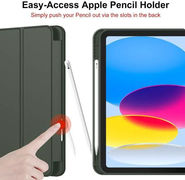 Alt view image 5 of 5 - iMieet iPad (A16) Case 11th Gen/iPad 10th Generation Case [11-Inch 2025/10.9 Inch 2022] with Pencil Holder, Trifold Stand Smart Cover with Soft TPU Back,Auto Wake/Sleep(Dark Green)
