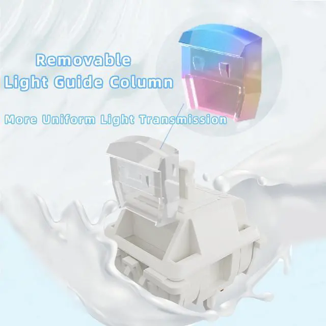 Alt view image 5 of 5 - Gateron Smoothie Linear Keyboard Switch,5-pin 40gf 22mm Dual-Stage Spring Pre-lubed Full POM Key Switches for Mechanical Gaming Keyboard(Smoothie White 72pcs)