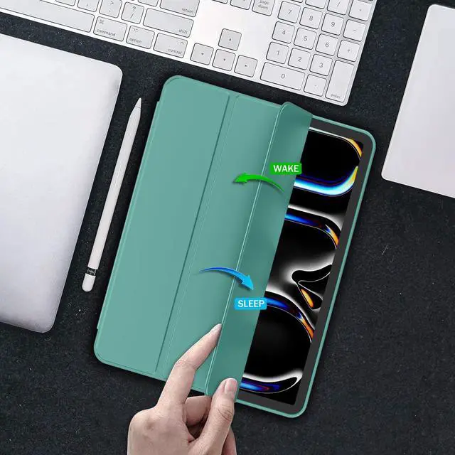 Alt view image 5 of 5 - iMieet iPad Pro 13 Inch Case M4 (2024) with Pencil Holder, Trifold Stand Smart Case with Soft TPU Back, Auto Wake/Sleep (Forest Green)