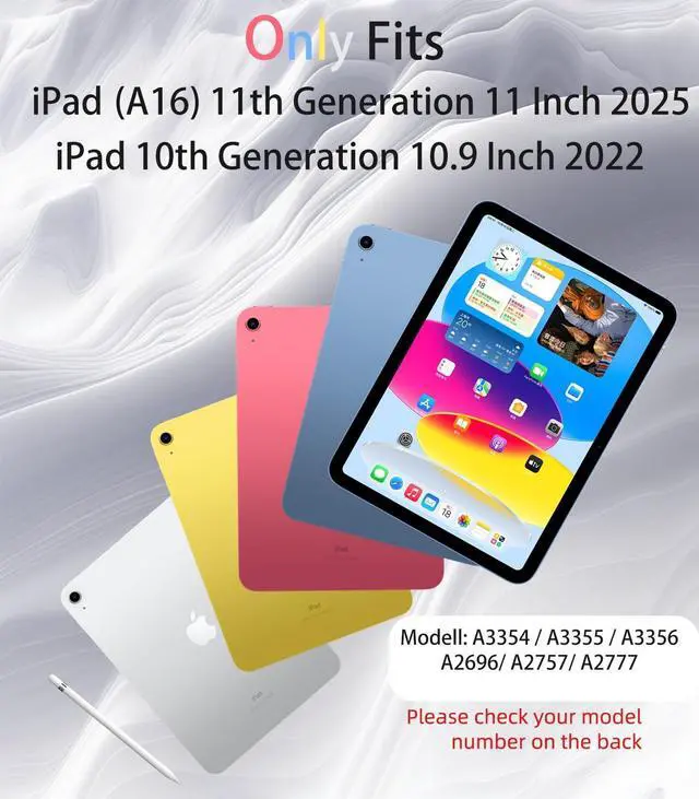 Alt view image 2 of 5 - GKABXY Case for iPad (A16) 11th Generation 11 inch 2025, iPad 10th Generation 10.9 Inch 2022, Full-Body Shockproof Hybrid Protective Cover with Pencil Holder & Shoulder Strap for Kids (Mint+Pink)