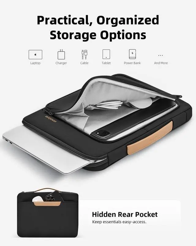 Alt view image 2 of 5 - Laptop Sleeve Case with Handle 14 16 Inch Computer Cover Bag Compatible with MacBook Pro 16 (Black, 16 inch)
