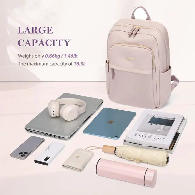 Alt view image 5 of 5 - GOLF QUALITY Travel Backpack for Women Personal Carry On Bag Business Weekender Hiking Multilayer Laptop Bag,16 Inch,Pink
