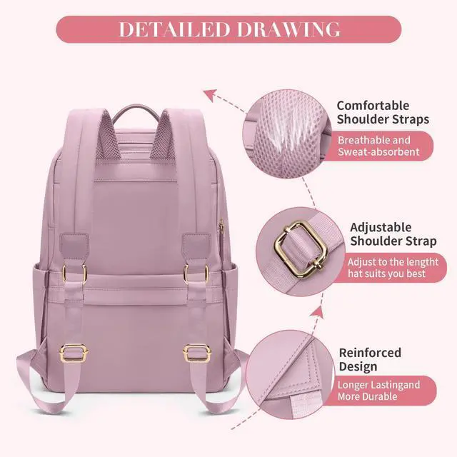 Alt view image 3 of 5 - GOLF SUPAGS Women Laptop Backpack Casual Daypack for Work Travel College Backpack Purse Fits 14 Inch Notebook (Pinkish Purple)