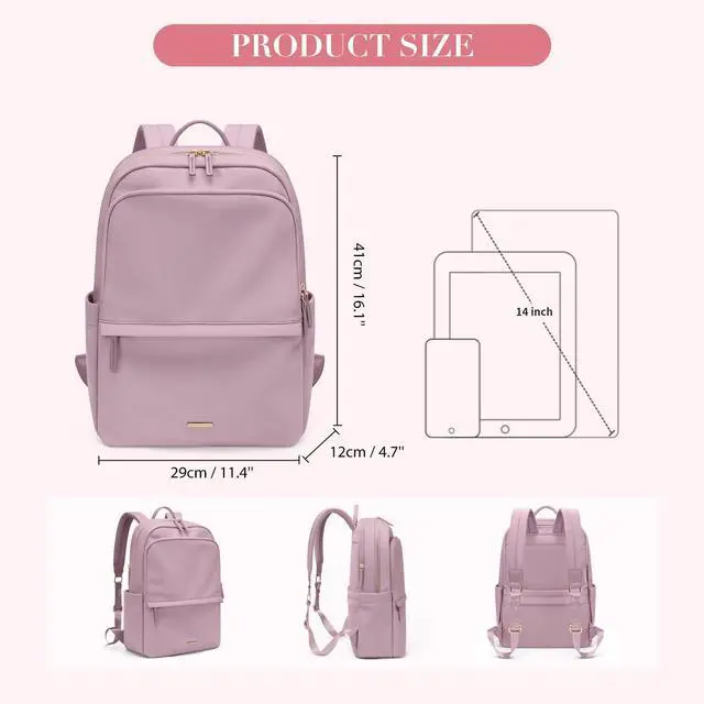 Alt view image 5 of 5 - GOLF SUPAGS Women Laptop Backpack Casual Daypack for Work Travel College Backpack Purse Fits 14 Inch Notebook (Pinkish Purple)