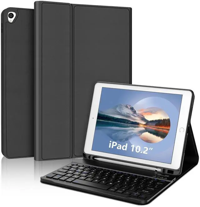 Main image of IVEOPPE Keyboard Case for iPad 10.2" 9th/8th/7th Gen, for iPad Air 10.5"(3rd Gen)/for iPad Pro 10.5 in,Detachable Wireless Stand Folio Case for iPad with Keyboard, Auto Sleep/Wake,Black