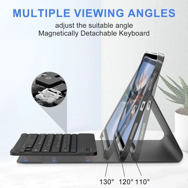 Alt view image 5 of 5 - IVEOPPE Keyboard Case for iPad 10.2" 9th/8th/7th Gen, for iPad Air 10.5"(3rd Gen)/for iPad Pro 10.5 in,Detachable Wireless Stand Folio Case for iPad with Keyboard, Auto Sleep/Wake,Black