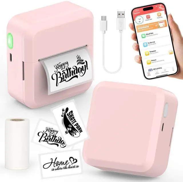 Main image of HUIJUTCHEN Portable Bluetooth Label Maker Machine with 30x50 mm Tape, Compact & Wireless Mini Label Printer Thermal Label Maker for Home, Office, Kitchen, Compatible with iOS & Android, Pink