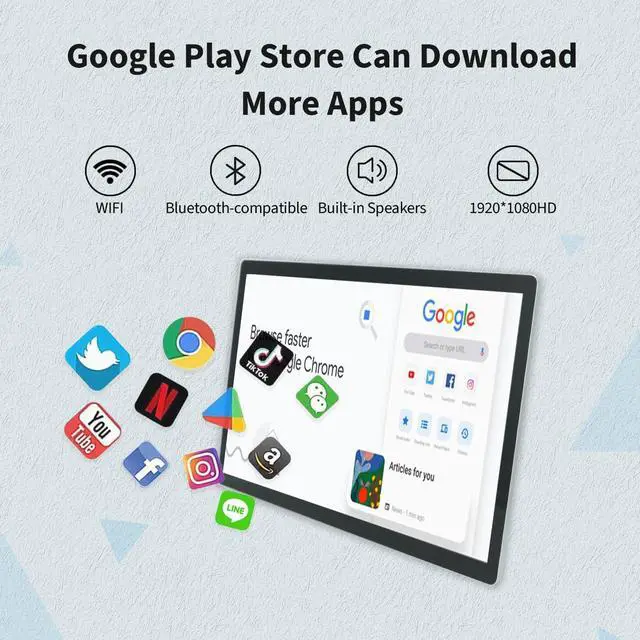 Alt view image 3 of 5 - TouchWo 23.8 inch Android 12 Touchscreen Monitor Tablet, 16:9 FHD 1080P, WiFi & BT, Built-in Speakers, RK3588 4GB RAM & 64GB ROM, Smart Board for Classroom, Meeting & Game