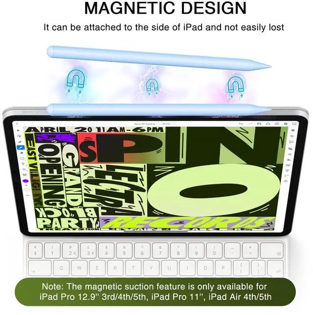Alt view image 3 of 5 - Pen for iPad 2018-2025, HATOKU 15 Mins Fast Charging Pencil 1st Gen with Tilt & Palm Rejection Compatible with iPad Air 3/4/5/M2/M3, iPad mini 5/6, iPad 6/7/8/9/10/11, iPad Pro 11"/12.9"/M4 (Blue)