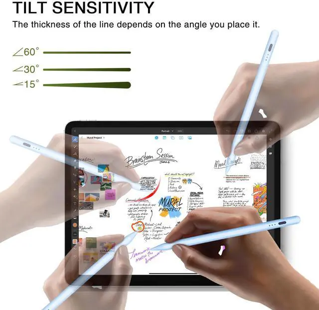 Alt view image 5 of 5 - Pen for iPad 2018-2025, HATOKU 15 Mins Fast Charging Pencil 1st Gen with Tilt & Palm Rejection Compatible with iPad Air 3/4/5/M2/M3, iPad mini 5/6, iPad 6/7/8/9/10/11, iPad Pro 11"/12.9"/M4 (Blue)