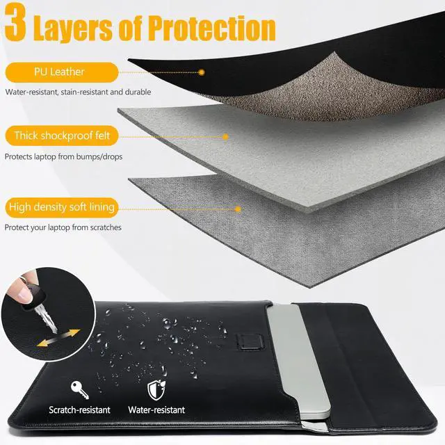 Alt view image 3 of 5 - HYZUO 15-16 Inch Laptop Sleeve Case with Stand Feature for MacBook Pro 16 M4/M3/M2/M1 Pro/Max 2025-2019, XPS 15, MacBook Pro 15 2015-2012, Samsung Galaxy Book Flex/Pro 15, Black