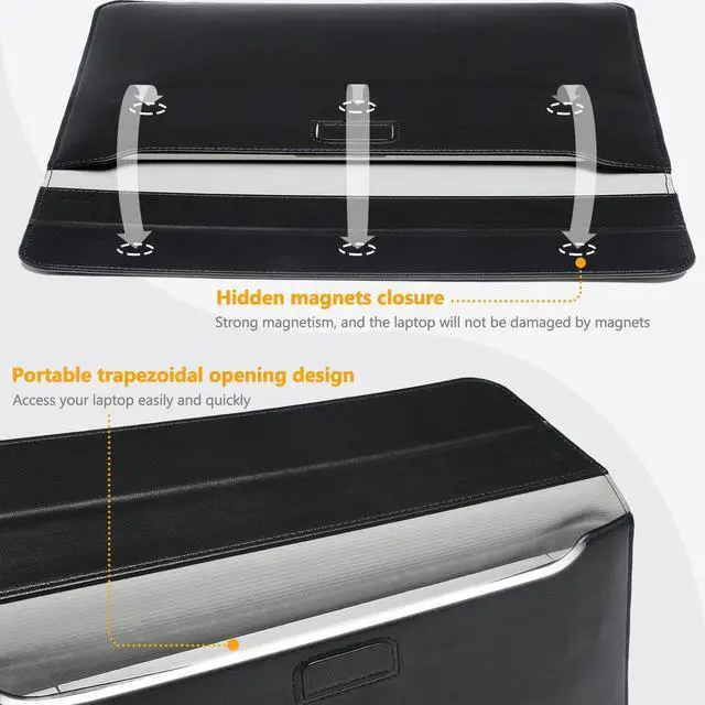 Alt view image 4 of 5 - HYZUO 15-16 Inch Laptop Sleeve Case with Stand Feature for MacBook Pro 16 M4/M3/M2/M1 Pro/Max 2025-2019, XPS 15, MacBook Pro 15 2015-2012, Samsung Galaxy Book Flex/Pro 15, Black