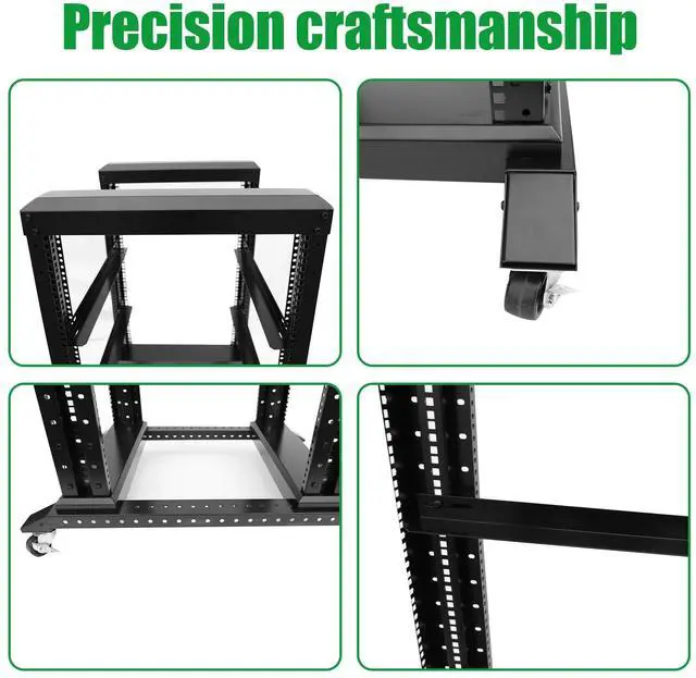 Alt view image 4 of 5 - 27U Server Rack/4-Post 19in Network Rack/Open Frame Rack with Wheels, Heavy-Duty Frame Cabinet/Adjustable Depth 29.75-27.75in GLOBALRACK(4POST-1000-27U)