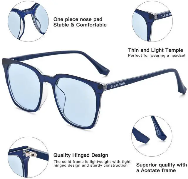 Alt view image 3 of 5 - GLEASANNA 99.9% Blue Light Blocking Glasses For Men Women Anti-Fatigue Computer Gaming Sleep Glasses Reduce Eye Strain