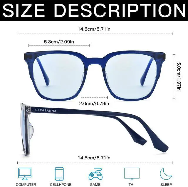 Alt view image 4 of 5 - GLEASANNA 99.9% Blue Light Blocking Glasses For Men Women Anti-Fatigue Computer Gaming Sleep Glasses Reduce Eye Strain