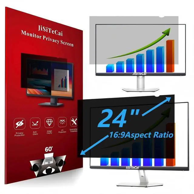 Main image of JiSiTeCai 24 Inch Computer Privacy Screen for 16:9 Aspect Ratio Widescreen Monitor, Eye Protection Anti Glare Blue Light Computer Monitor Privacy Filter, Removable Anti-Scratch 24in Protector Film
