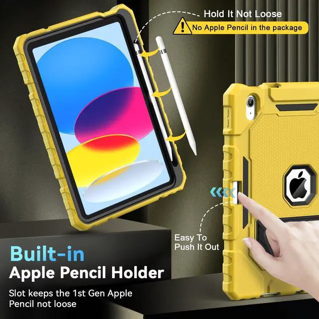 Alt view image 3 of 5 - Grifobes for iPad A16 Case 11th Generation 11 inch 2025 / iPad 10th Generation Case 10.9 inch 2022, Heavy Duty Military Grade Shockproof Cover with Pencil Holder for i Pad 11/10 (Gold+Black)