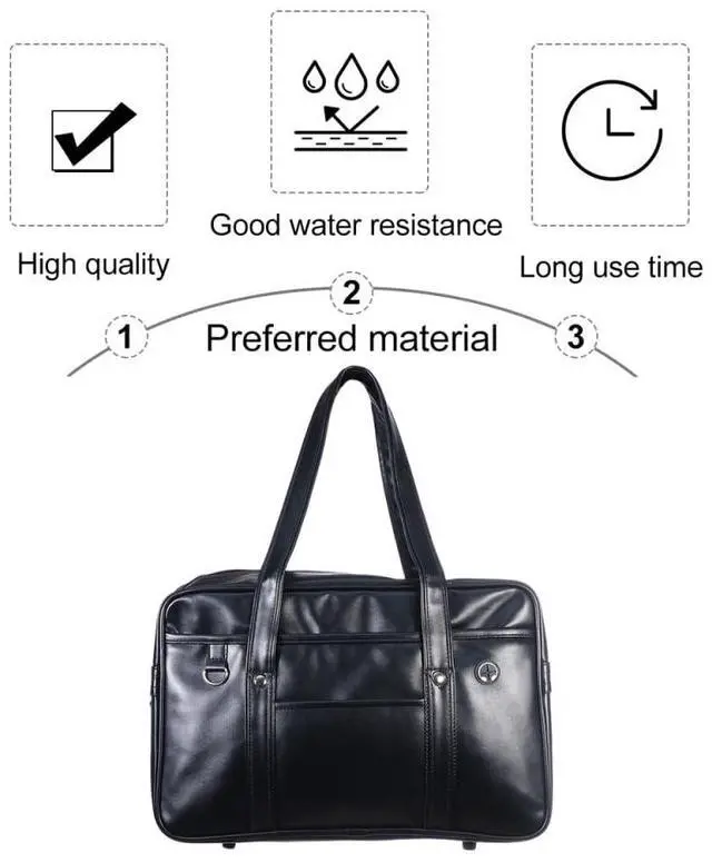Alt view image 2 of 5 - jojofuny Portable Leather Laptop Tote Messenger Bag: Japanese JK Uniform Business Case - Men's Briefcase Bookbag - PU Large Capacity Commuter Bag