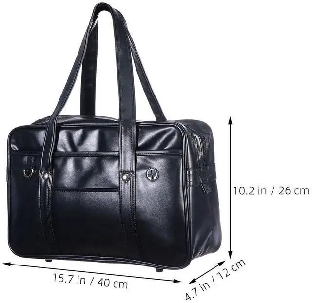 Alt view image 4 of 5 - jojofuny Portable Leather Laptop Tote Messenger Bag: Japanese JK Uniform Business Case - Men's Briefcase Bookbag - PU Large Capacity Commuter Bag