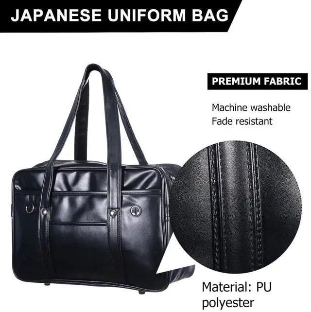 Alt view image 5 of 5 - jojofuny Portable Leather Laptop Tote Messenger Bag: Japanese JK Uniform Business Case - Men's Briefcase Bookbag - PU Large Capacity Commuter Bag