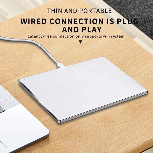 Alt view image 2 of 5 - JOMAA Wired touchpad Supports Multi Gesture Control, Wired Trackpad Mouse with Multi-Touch Navigation Glass Touch Surface + Aluminum Alloy Shell for Windows 7/10/11 Laptop Notebook Computer (Silver)