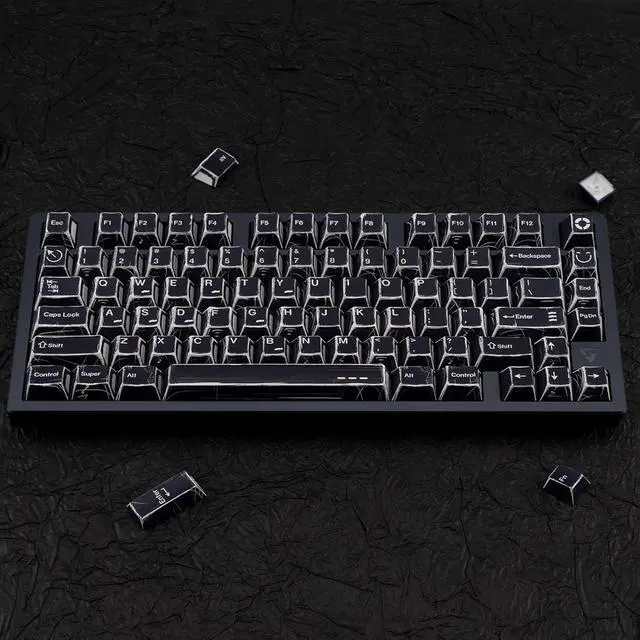 Alt view image 2 of 5 - JOLINTAL Minimalist Manga Keycaps 136 Keys, Japanese Manga Black Keycap, PBT Dye Sublimation Custom Keycaps, Cherry Profile Keycap Set Fit for 61/64/87/104/108 Cherry MX Switches Mechanical Keyboard