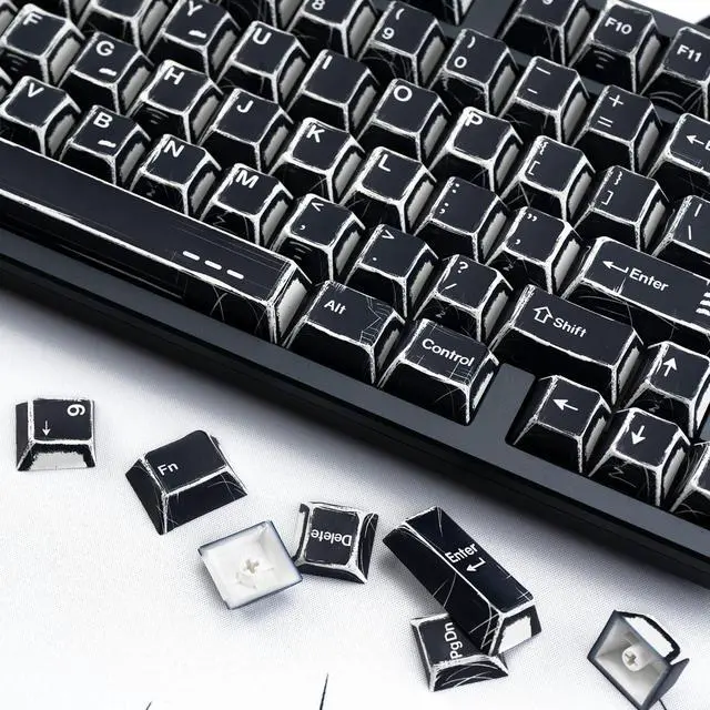 Alt view image 4 of 5 - JOLINTAL Minimalist Manga Keycaps 136 Keys, Japanese Manga Black Keycap, PBT Dye Sublimation Custom Keycaps, Cherry Profile Keycap Set Fit for 61/64/87/104/108 Cherry MX Switches Mechanical Keyboard