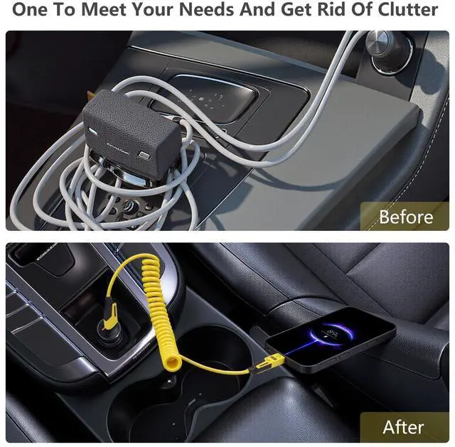Alt view image 5 of 5 - GUGOBOX 4 in 1 Fast Charging Cable - 4ft-65W Coiled USB C Cable for for Smart Phones,Laptops and More,Coiled Silicone Design,4 Pack