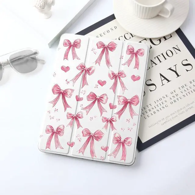 Alt view image 5 of 5 - JOYLAND Pad Case for iPad 6th/5th Generation Case 9.7 inch,with Pencil Holder-Auto Wake/Sleep,Cartoon Pink Bow Pattern Anti-Scratch Shockproof Premium Folio Stand Case