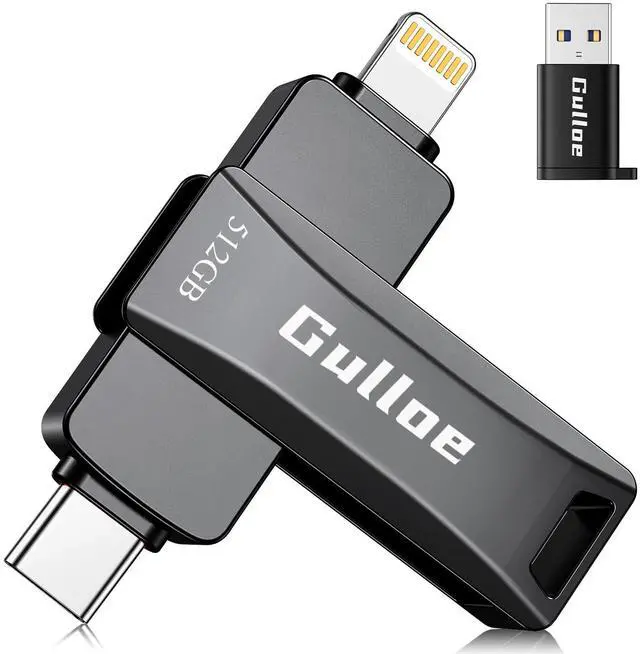 Main image of Gulloe 512GB Flash Drive Intended for iPhone, Plug and Play, No Application Required, Memory Stick Storage for Photos and Videos Backup, Compatible with iPhone iPad Android PC (Dark Grey)