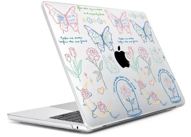 Alt view image 3 of 5 - HOHAIYOO Compatible with MacBook Air 13.6 inch Case 2025 2024 2023 2022 Release M4 A3240 M3 A3113 M2 A2681 with Touch ID, Plastic Hard Shell Case&Keyboard Cover&Screen Film&Webcam Cover, Line Flower