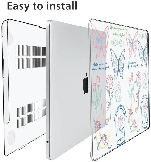 Alt view image 5 of 5 - HOHAIYOO Compatible with MacBook Air 13.6 inch Case 2025 2024 2023 2022 Release M4 A3240 M3 A3113 M2 A2681 with Touch ID, Plastic Hard Shell Case&Keyboard Cover&Screen Film&Webcam Cover, Line Flower