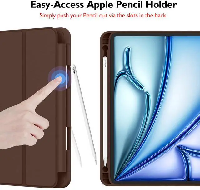 Alt view image 3 of 5 - iMieet iPad Air 11 Inch Case M3(2025) / M2 (2024), iPad Air 5th/4th Generation Case 2022/2020 10.9 Inch with Pencil Holder,Trifold Stand Smart Case with Soft TPU Back(Chocolate)