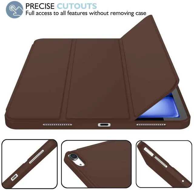 Alt view image 4 of 5 - iMieet iPad Air 11 Inch Case M3(2025) / M2 (2024), iPad Air 5th/4th Generation Case 2022/2020 10.9 Inch with Pencil Holder,Trifold Stand Smart Case with Soft TPU Back(Chocolate)