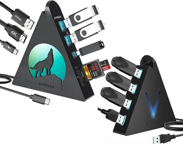 Main image of Black USB C HDMI Hub with Base& 4-Port USB 3.0 Hub, with 4K 30 Hz HDMI, 100W Power Delivery, 5 Gbps USB-C, USB-A 3.0, SD/TF Card Slots, Vertical Hub for iMac, MacBook, Mac mini, PC, Dell