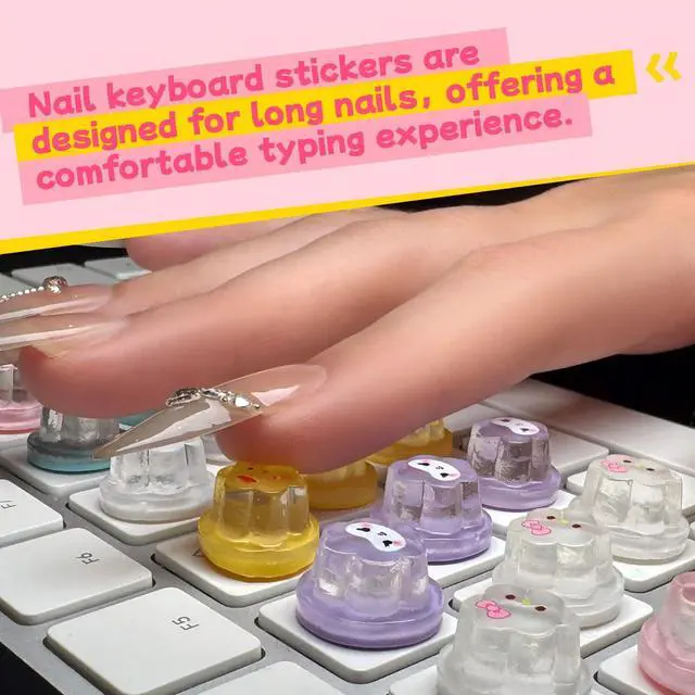 Alt view image 3 of 5 - Hiupgo Raised Keyboard Stickers for Long Nails - Comfortable Typing Keyboard Covers for Typing and Gaming Using on Laptop PC Computer Notebook Desktop (Pudding Shape 50 pcs)