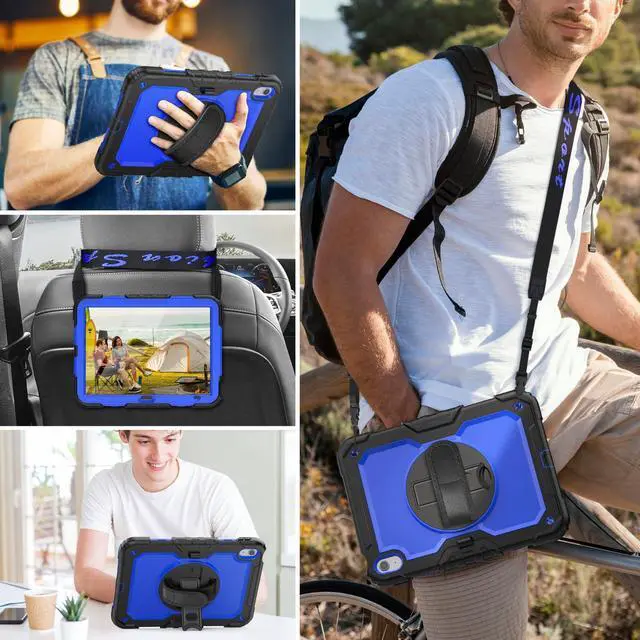 Alt view image 2 of 5 - HXCASEAC Case for iPad (A16) 11th/10th Generation 2025/2022, with Pencil Holder, Screen Protector, Hand Strap, Heavy Duty Protective for iPad 10 Case/ 11-inch A2696/A2757/A2777/A3354/A3355, Blue