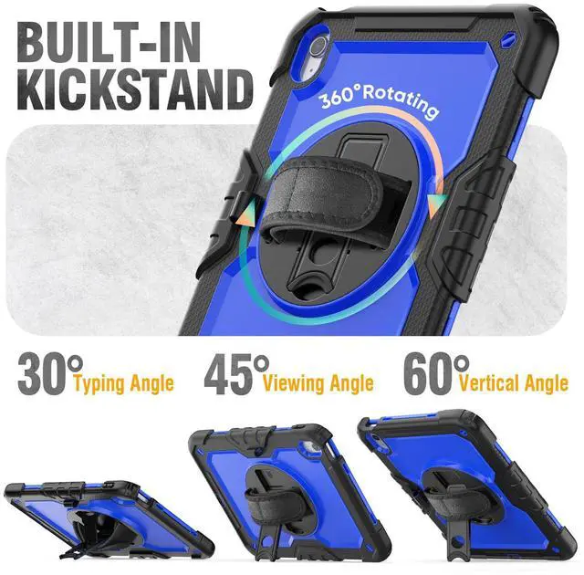 Alt view image 4 of 5 - HXCASEAC Case for iPad (A16) 11th/10th Generation 2025/2022, with Pencil Holder, Screen Protector, Hand Strap, Heavy Duty Protective for iPad 10 Case/ 11-inch A2696/A2757/A2777/A3354/A3355, Blue