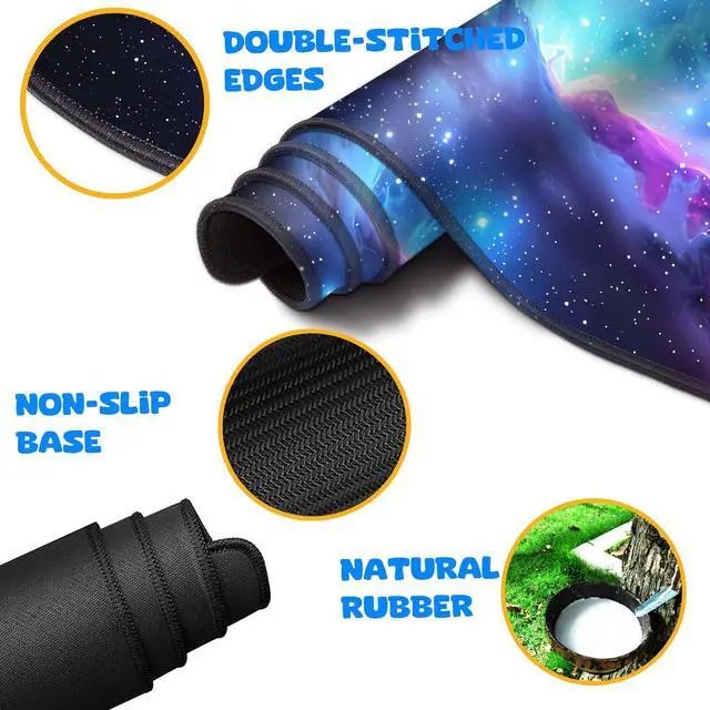 Alt view image 3 of 5 - HaoSiTeck 4-Piece Extended Large Mouse Pad Set for Women Men with Galaxy Design Includes 35.4 x 15.7 XXL Large Mouse Pad Keyboard Wrist Rest Mouse Wrist Support and Coaster for Office Home