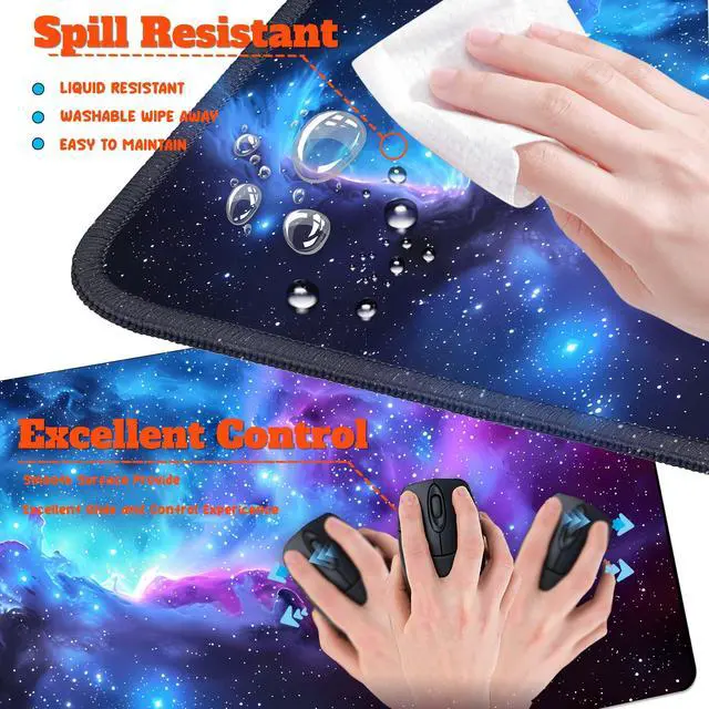 Alt view image 4 of 5 - HaoSiTeck 4-Piece Extended Large Mouse Pad Set for Women Men with Galaxy Design Includes 35.4 x 15.7 XXL Large Mouse Pad Keyboard Wrist Rest Mouse Wrist Support and Coaster for Office Home