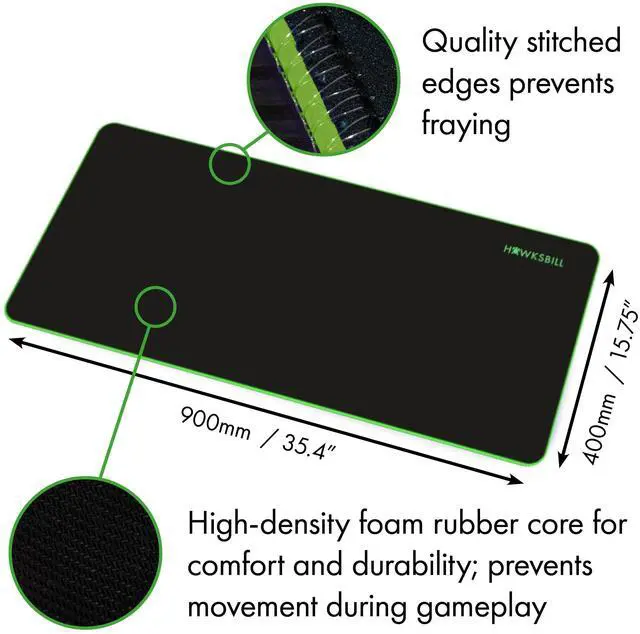 Alt view image 4 of 5 - Hawksbill Goliath V1 XXL Soft Gaming Mouse Mat 35.4 x 15.75 x .18in Extra Large Mousepad