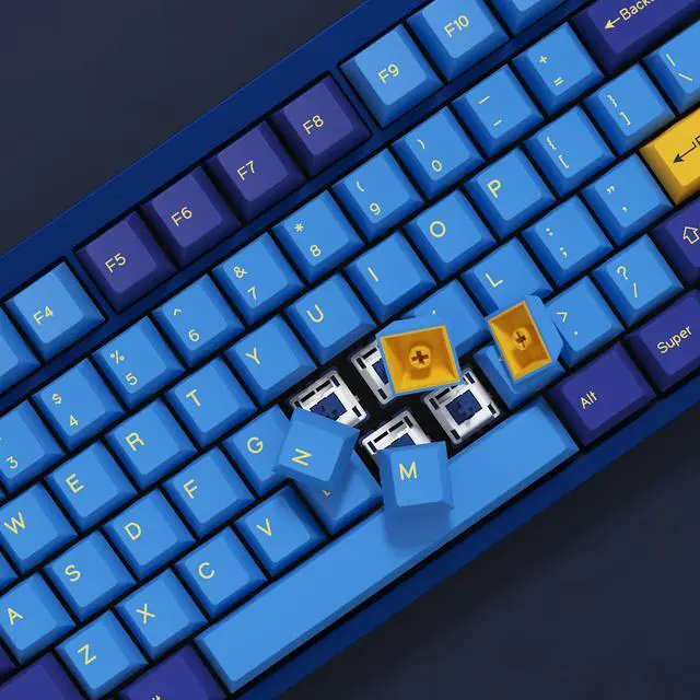 Alt view image 5 of 5 - KBDiy Nautilus PBT Double Shot Keycap Set,176 Keys Blue Purple Custom Key Cap Keycaps 60 Percent Cherry Profile Keycaps for 61/64/68/84/87/100/104/108 Mechanical Keyboard