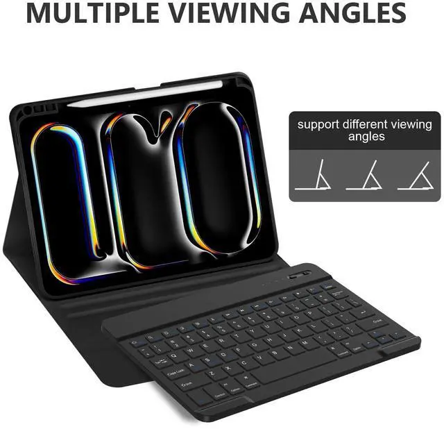 Alt view image 4 of 5 - KBCASE Keyboard Case for iPad Pro 11-inch (M4) 2024, Detachable Bluetooth Keyboard Case with Pencil Holder for iPad Pro 11 inch 2024 (Black)